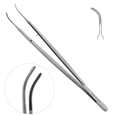 Gerald Dressing Forceps Curved 7 inch Serrated