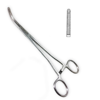Heaney Ballentine Hysterectomy Forceps Longitudinal Serrations Single Tooth Straight Size 8 1/2 inch