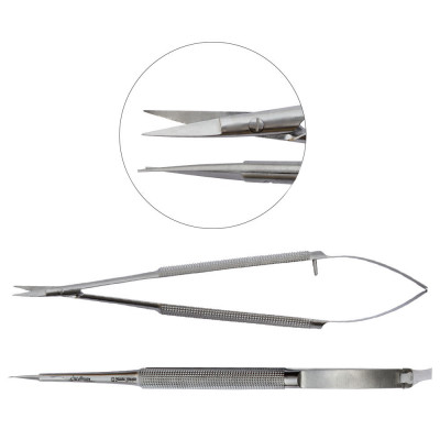 Micro Surgery Scissors  Sharp Points Round Handles Straight 6 inch