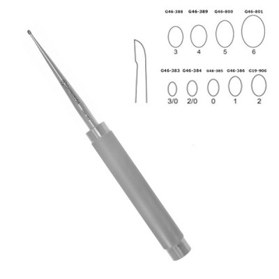 Cobb Curette Stainless Handle 11” Knurled Handle Oval Cup Straight #3/0 (2.0mm)
