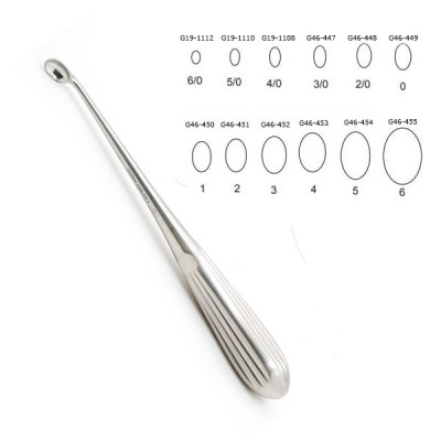 Brun Curette 8” Hollow Handle Angled Shaft Oval Cup #3 (5.6mm)