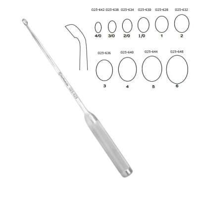 Bone Curette 15" Hollow Handle Angled Oval Cup