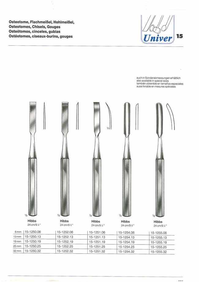 Plastic Surgical Osteotomes and Rasps