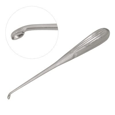 Brun Curette 8" Hollow Handle Angled Oval Cup