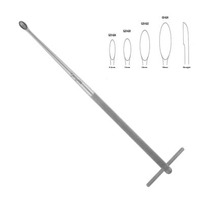 Bone Curette 15" Straight Knurled T Handle