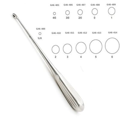 Brun Curette 7" Hollow Handle Straight Oval Cup