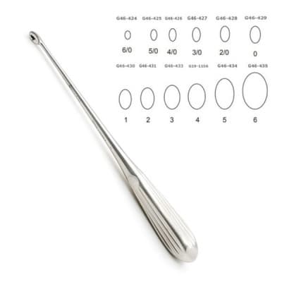 Brun Curette 9" Hollow Handle Straight Oval Cup