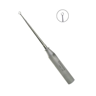 Cone Ring Curette 9" Knurled Handle Straight Round Fenestrated Cup