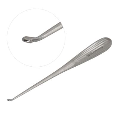 Epstein Curette 8” Hollow Handle Reverse Angle Oval Cup