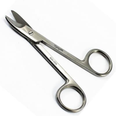 Crown and Collar Scissors 4 3/4" Curved One Serrated Blade