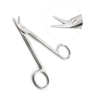 Wire Cutting Scissors 4 3/4" Angled One Serrated Blade