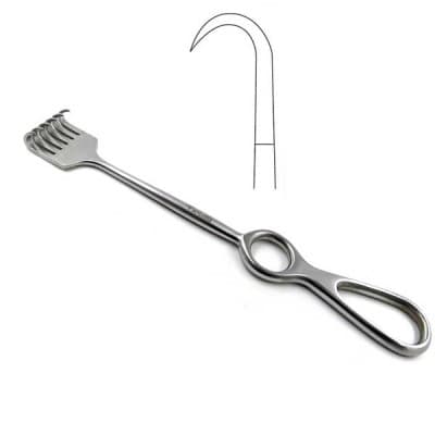 Volkmann Retractor 9" 6 Deep Sharp Prongs