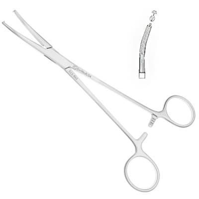 Long Hysterectomy Forceps 7 1/2" Longitudinal Serrations 1x2 Teeth Curved