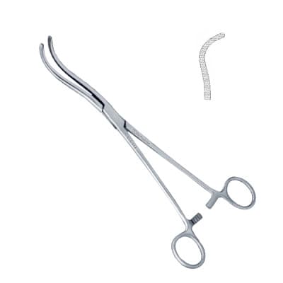 Mayo (Guyon) Vessel Clamp Double Curved Jaws Serrated 9 1/4"