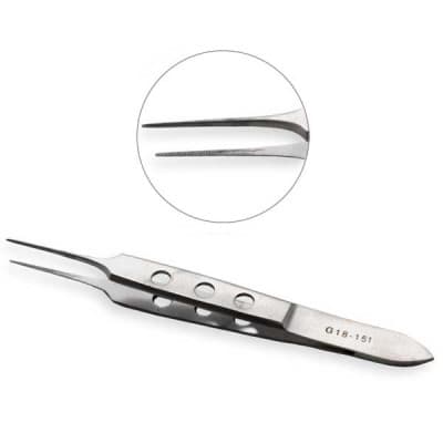 Bishop Harmon Eye Dressing Forceps 3 1/4" Serrated Straight Tip