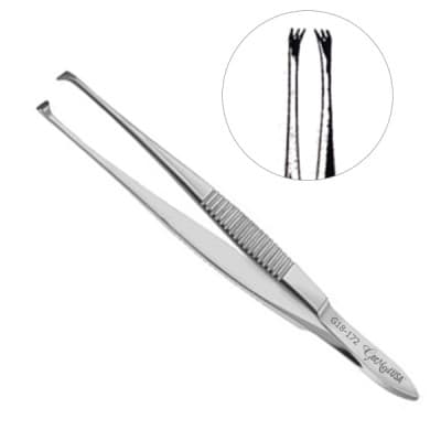Guist Fixation Forceps 3x3 Curved Teeth 4"