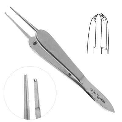 Manhattan Eye and Ear Suture Forceps 4 1/4" Teeth 1x2 Curved
