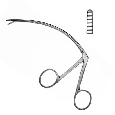 Carroll Tendon Pulling Forceps 5" Curved Shaft Serrated Jaws