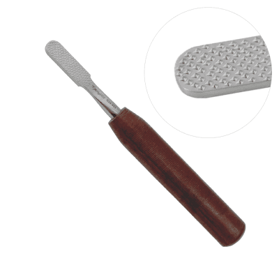 Single Side Bone Rasp 8" Straight - Flat Tip 0.5"x1.5" Phenolic Handle