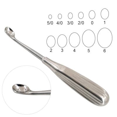 Spratt Brun Mastoid Curette - Oval Cup