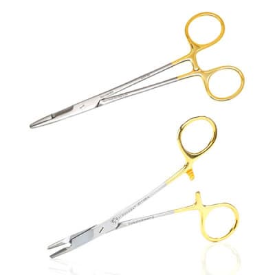 Olsen Hegar Needle Holder with Scissors Tungsten Carbide Insert Jaws Left Hand