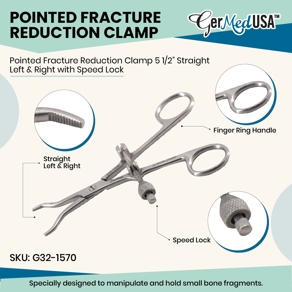 Pointed Fracture Reduction Clamp 5 12 Straight Left & Right with Speed Lock